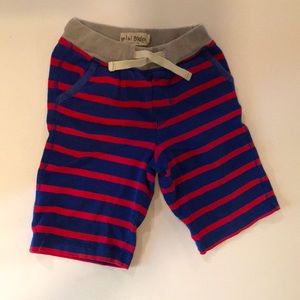 Blue and red striped play shorts